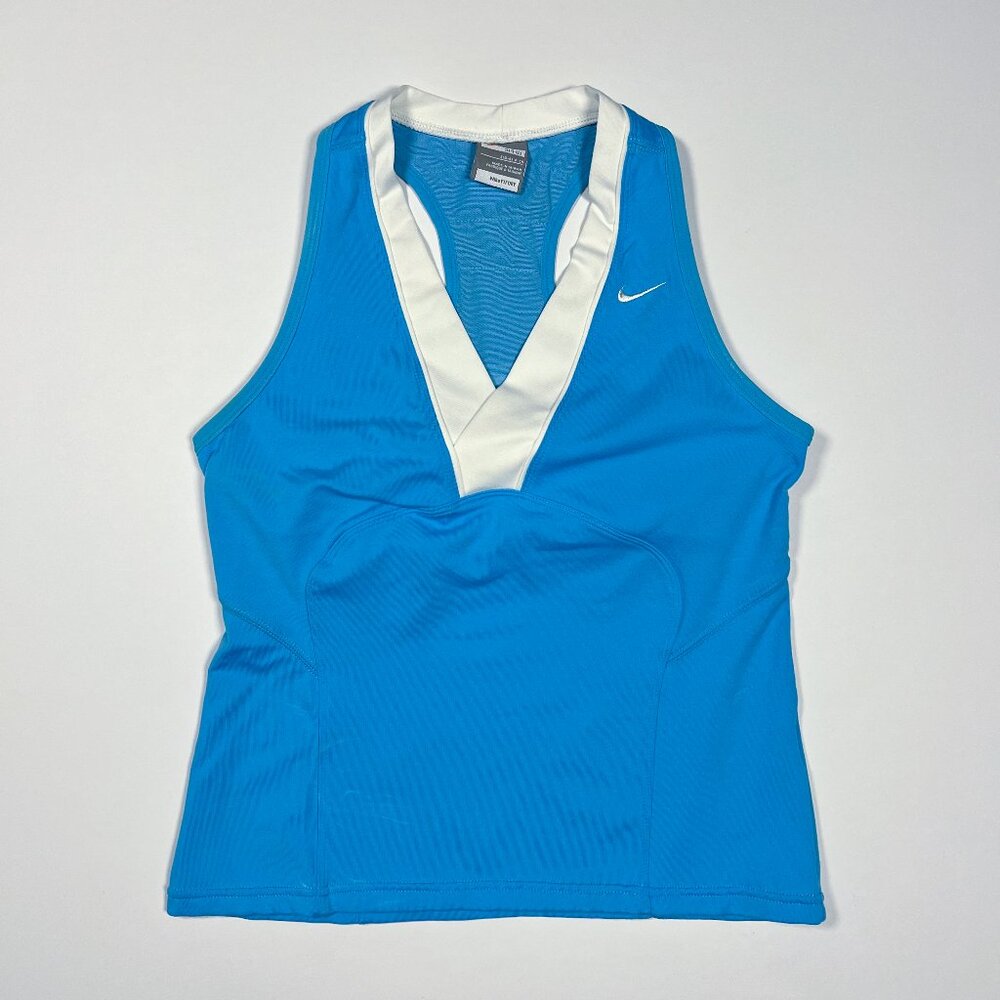 Vintage Y2K Blue Teal + White Nike Tank Top